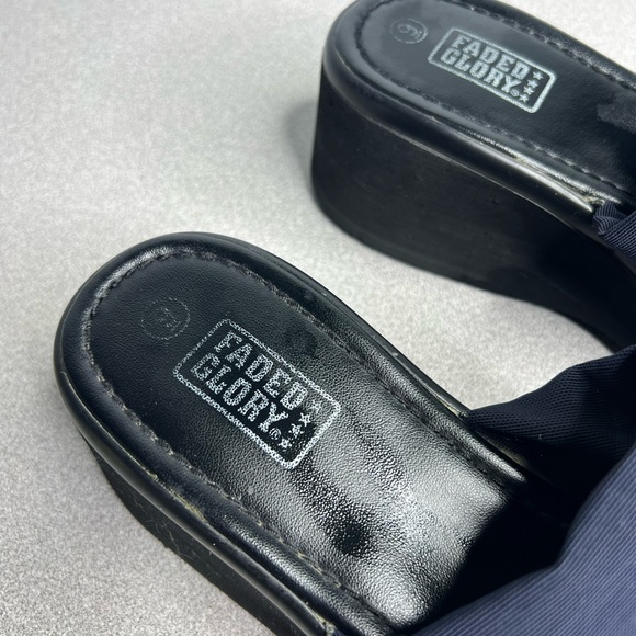 Vintage 90’s Y2K Faded Glory Platform Sandals Slinky Stretch Fabric Top - Picture 5 of 9